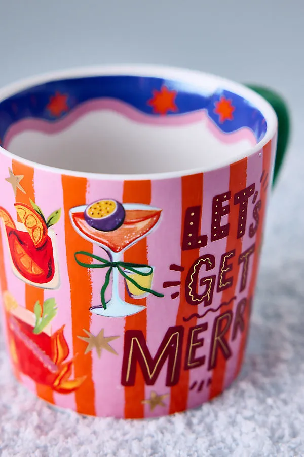 Let's Get Merry Mug - Red by Anthropologie, alternate view