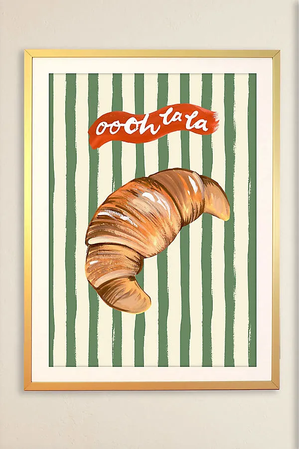 Oooh La La Croissant Wall Art Print - Green by Anthropologie
