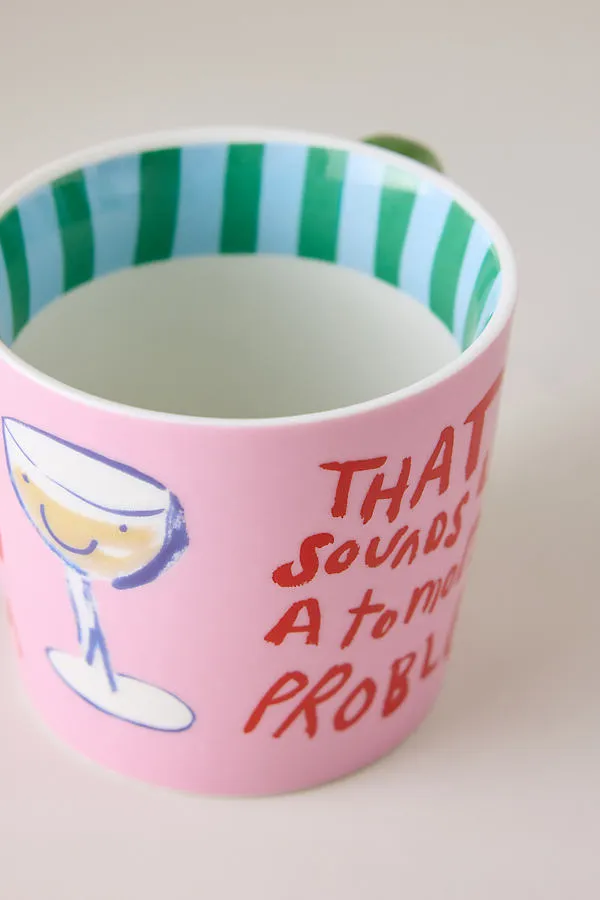 That Sounds Like a Tomorrow Problem Mug - Pink, Bone China by Anthropologie, alternate view