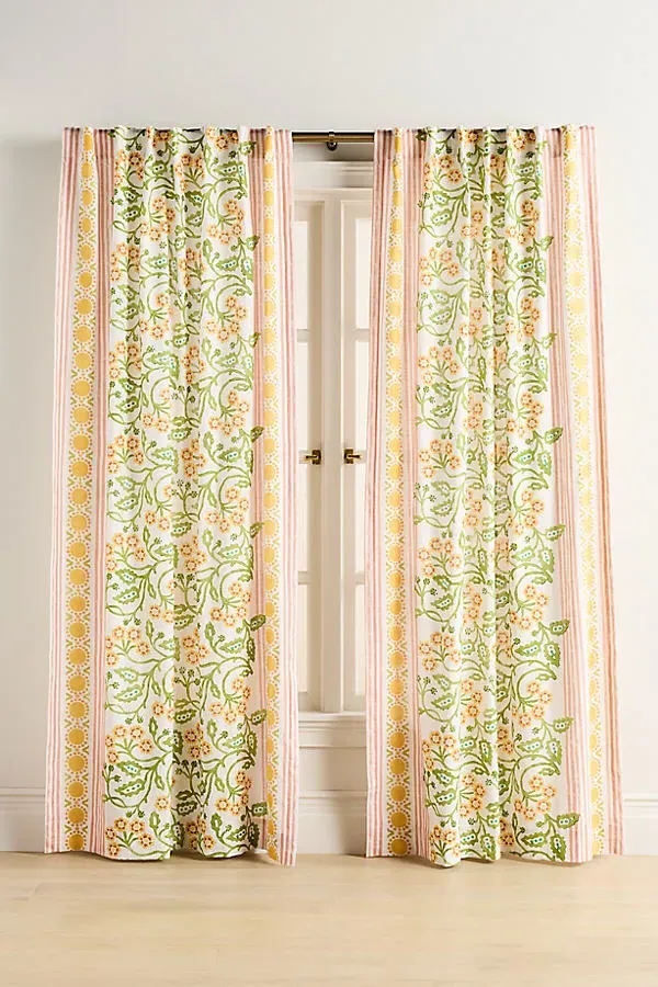 Cotton Printed Floral Curtain - Green product