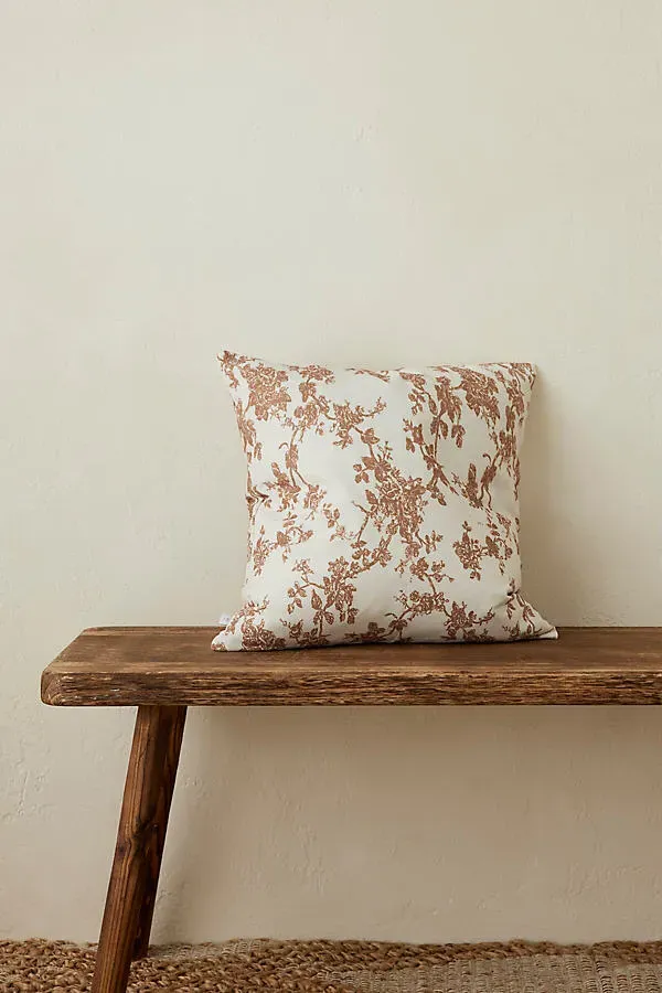 Aria Rust Floral Cushion - Green, Cotton product