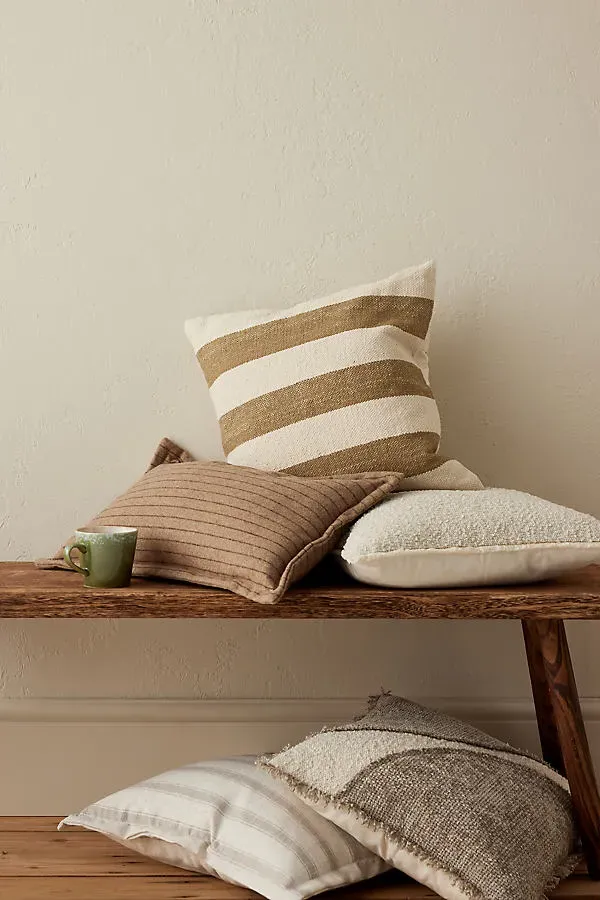 India Olive Stripe Cushion - Green, Cotton product