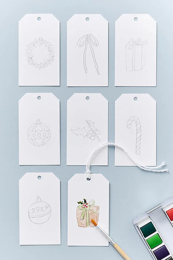 Christmas Paintable Gift Tags - Watercolor by Anthropologie, alternate view