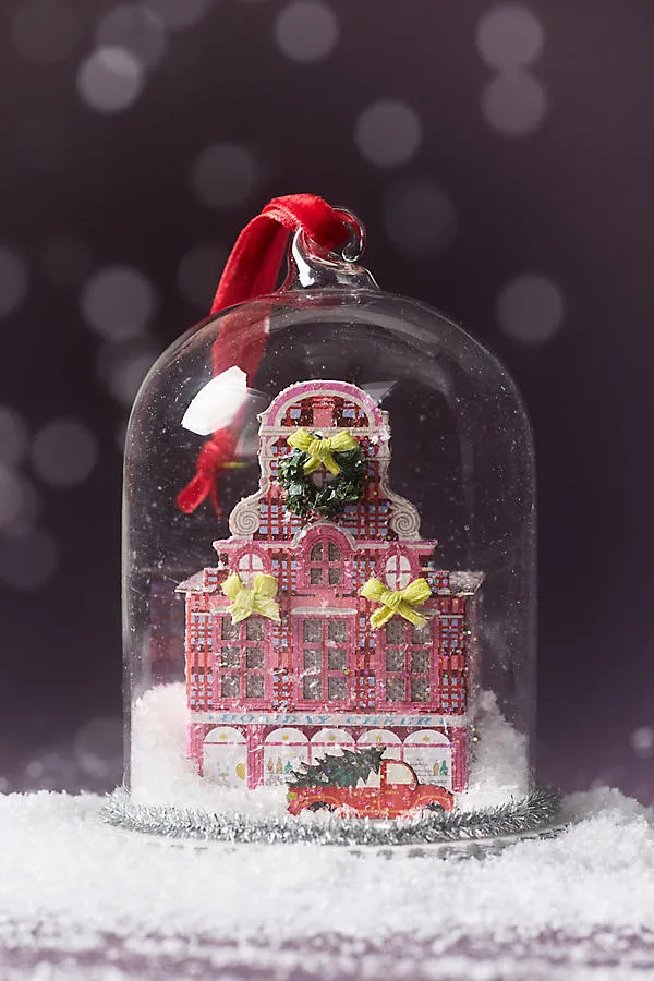 Anthropologie Holiday House Ornament - Pink, Glass