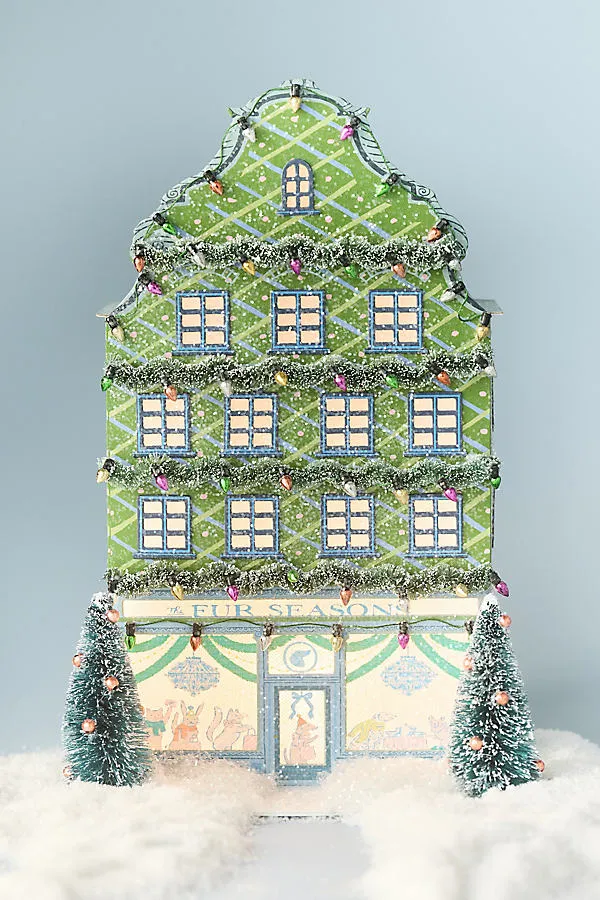 Anthropologie Light-Up Holiday House - Green, Paper