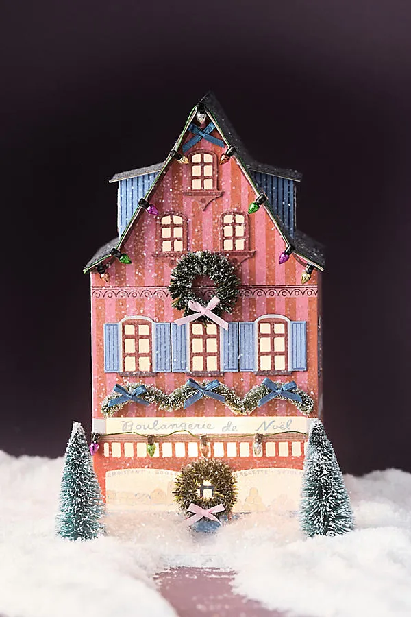 Anthropologie Light-Up Holiday House - Orange, Paper