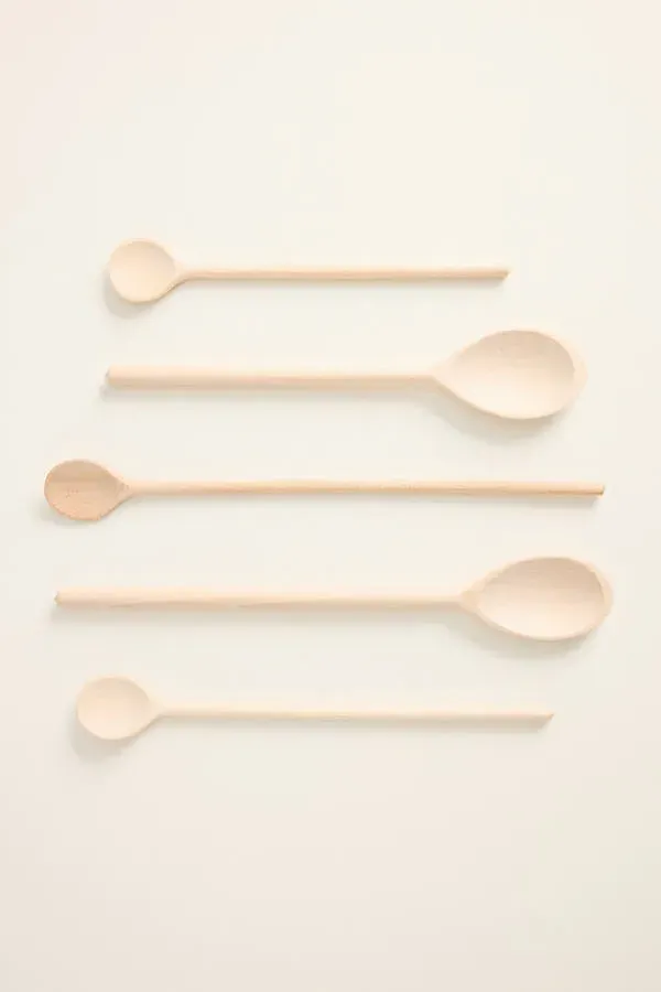 etúHOME French Cooking Spoons Set of 5 - Wood by Anthropologie