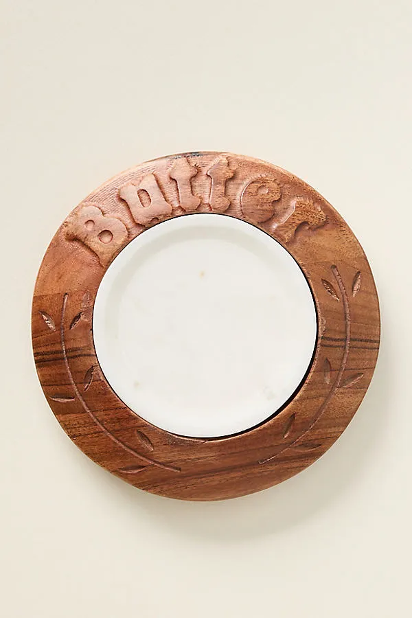 etúHOME Vintage English Round Butter Board - Brown, Wood by Anthropologie