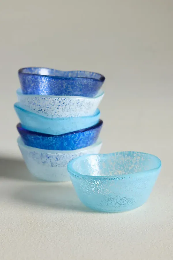 Glass Pinch Pots Set of 6 - Blue, Glass by Anthropologie