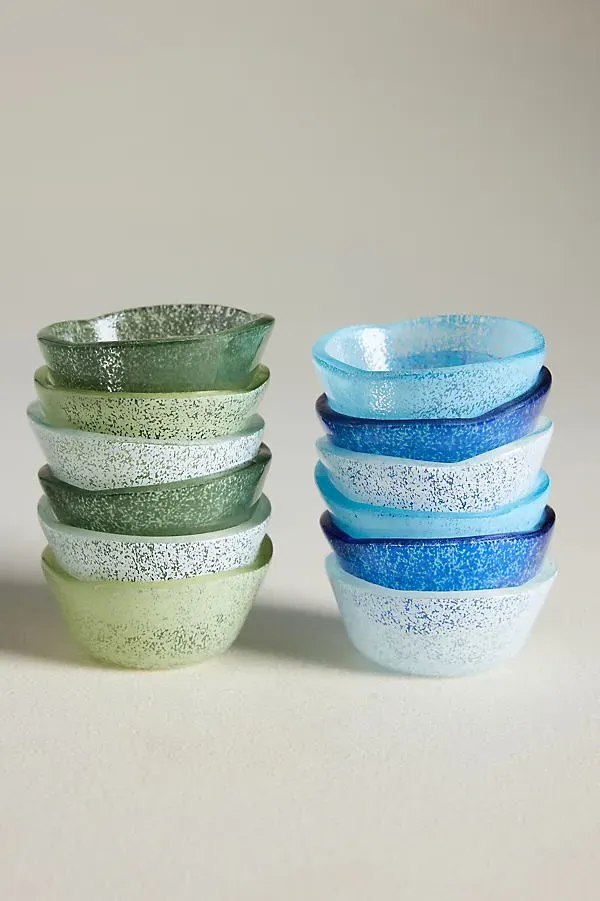 Glass Pinch Pots Set of 6 - Green, Glass by Anthropologie