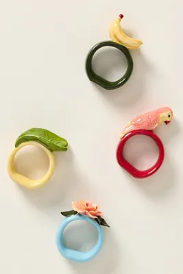 Anthropologie Stoneware Napkin Rings Set of 4 product