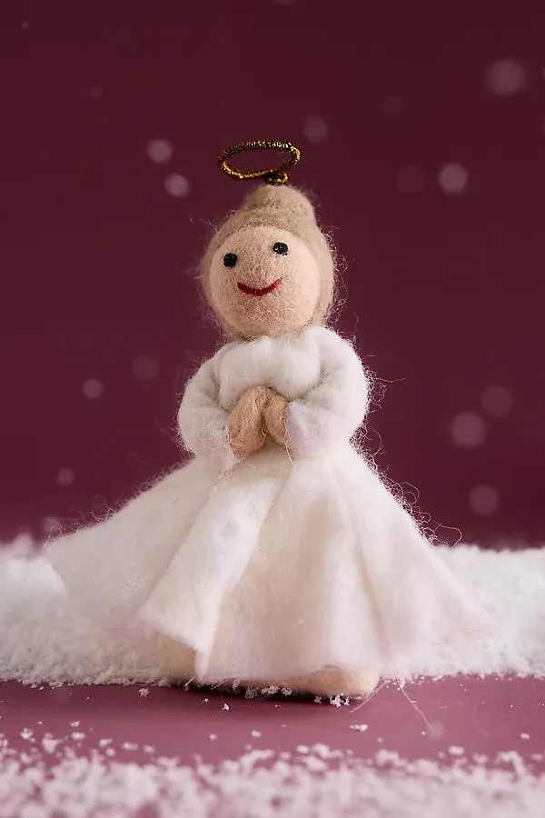 Christmas Angel Tree Topper - White, Wool by Anthropologie