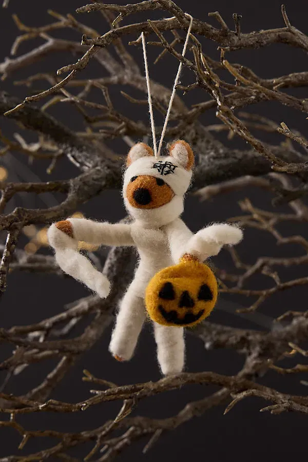 Foxy Mummy Hanging Halloween Decoration - Orange, Wool product