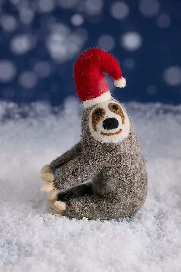 Sloth Felt Tree Topper - Grey, Wool by Anthropologie