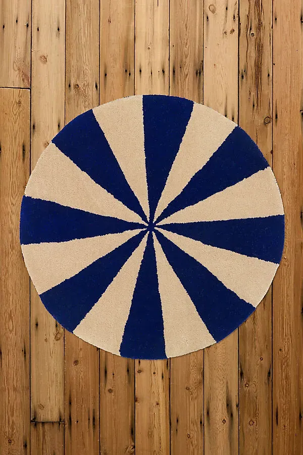 Arch Round Tufted Wool Rug - Blue product