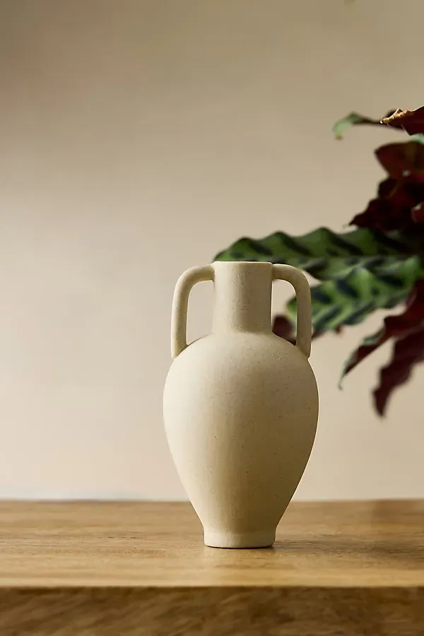 Ary Mini Vase Large - Beige, Glazed Stoneware by Anthropologie