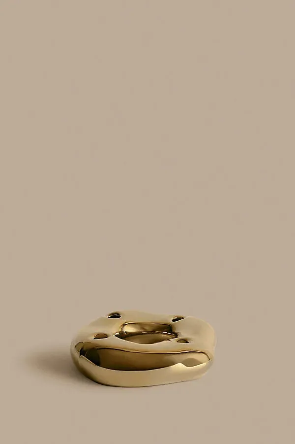 Bellure Ring Candle Holder - Gold, Porcelain by Anthropologie, alternate view