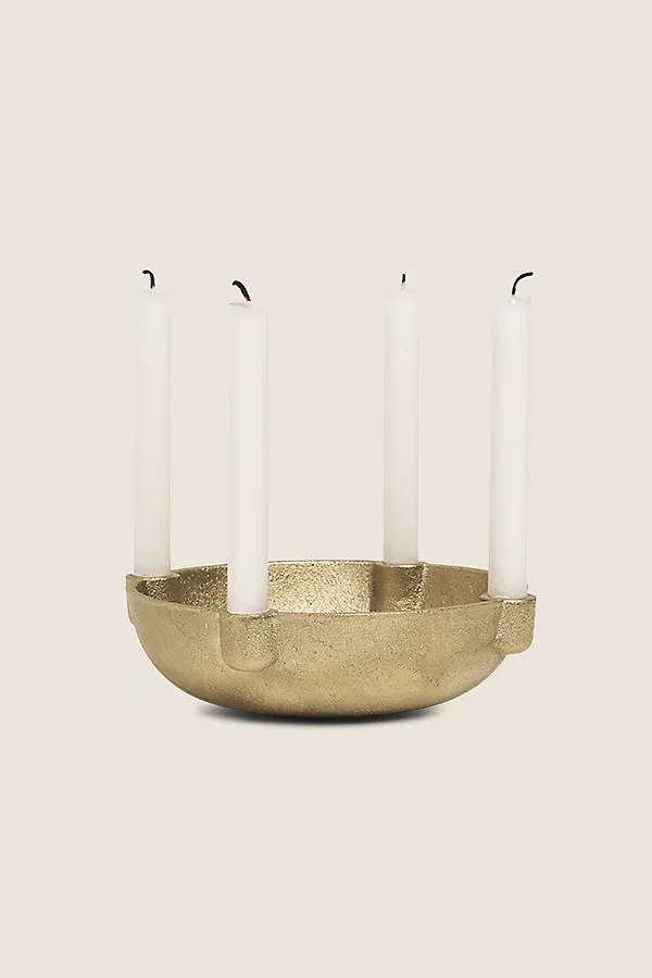 Bowl Metal Candle Holder - Brass product
