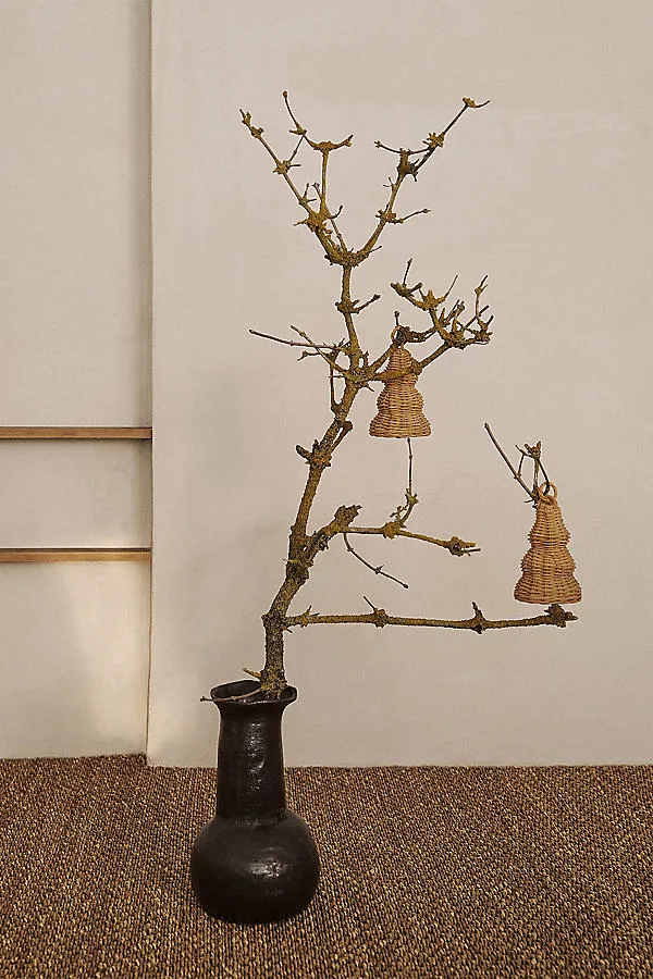Braided Bell Baubles Set of 2 - Beige, Rattan by Anthropologie