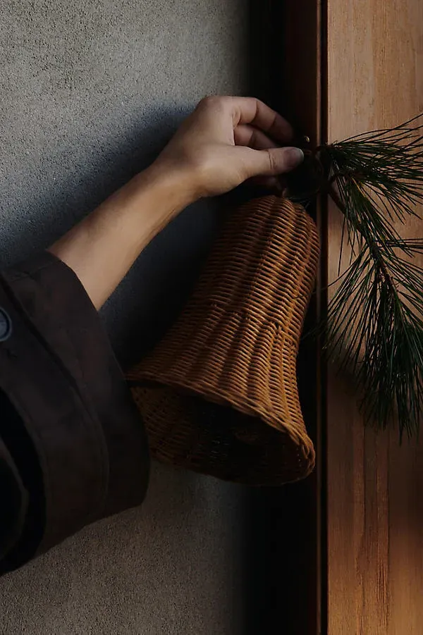 Braided Bell Baubles Set of 2 - Rattan by Anthropologie