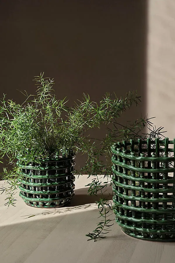 Braided Ceramic Basket - Green product