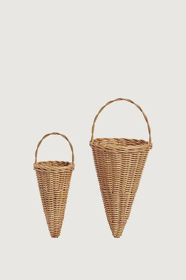 Braided Rattan Cones Set of 2 - Beige, Rattan by Anthropologie, alternate view