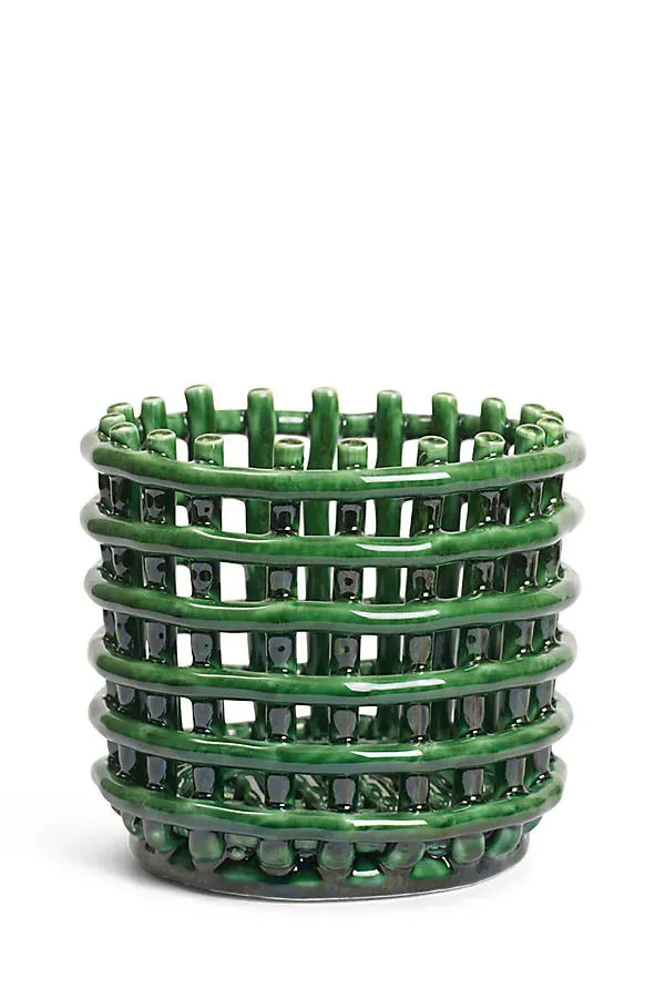 Ceramic Basket - Green, Glazed Ceramic product