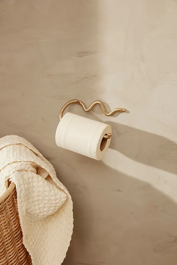 Curvature Toilet Roll Holder - Brass by Anthropologie