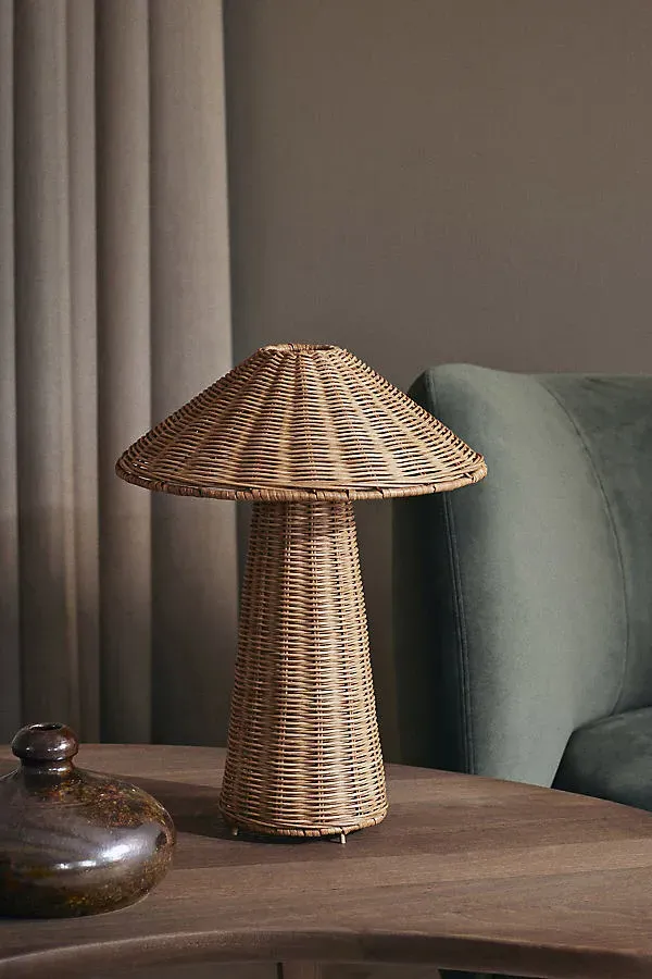 Dou Hand-Braided Table Lamp - Beige, Rattan by Anthropologie