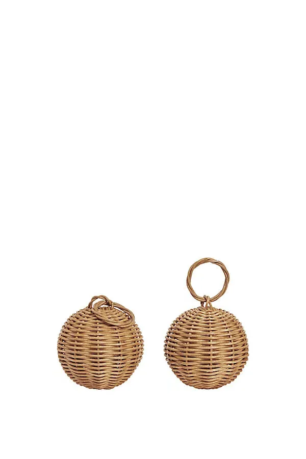 Ferm Living Braided Baubles Set of 2 - Beige, Rattan by Anthropologie, alternate view