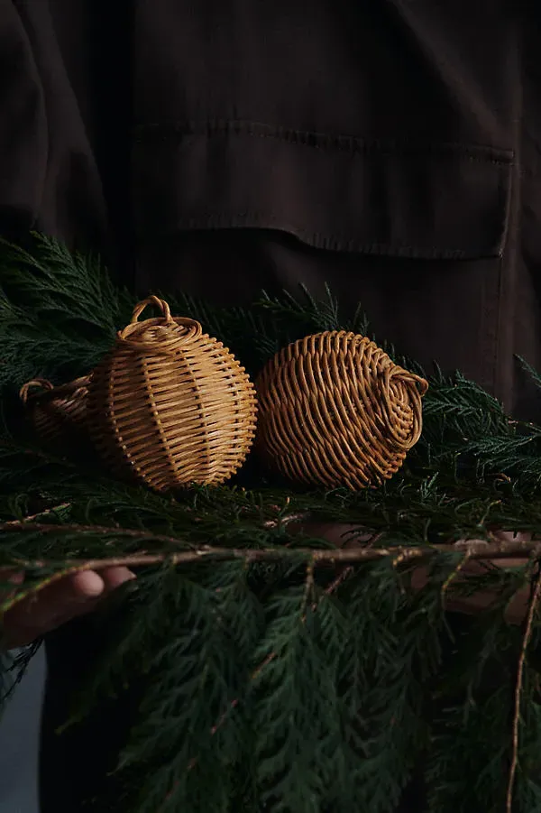 Ferm Living Braided Baubles Set of 2 - Beige, Rattan by Anthropologie