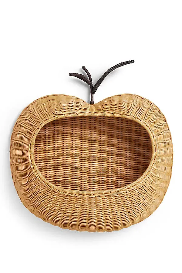 Ferm Living Braided Fruit Hanging Wall Pocket - Beige, Rattan by Anthropologie, alternate view