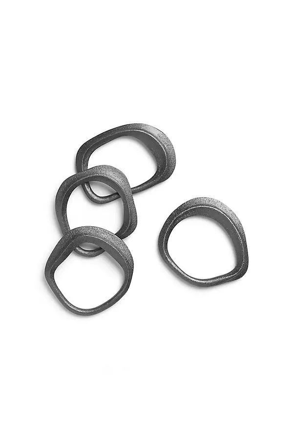 Flow Napkin Rings Set of 4 - Black, Brass by Anthropologie, image 2