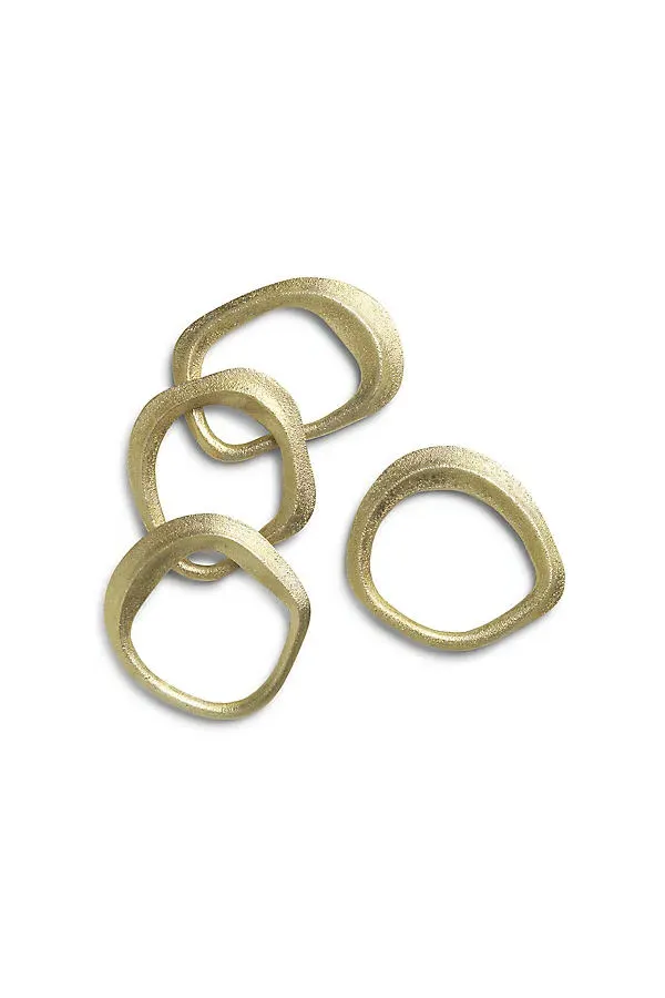 Flow Napkin Rings Set of 4 - Gold, Brass by Anthropologie