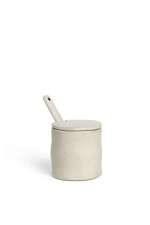 Flow Stoneware Jar with Spoon by Anthropologie