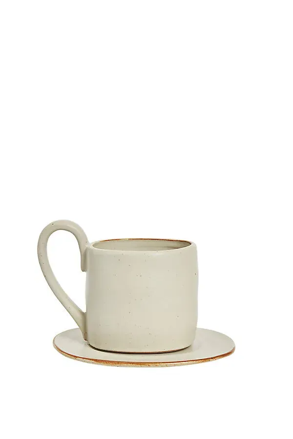 Flow Stoneware Mug with Saucer - Black by Anthropologie, alternate view