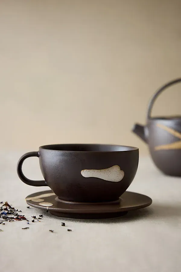 Koyo Cup with Saucer - Hand-Glazed Ceramic by Anthropologie, alternate view