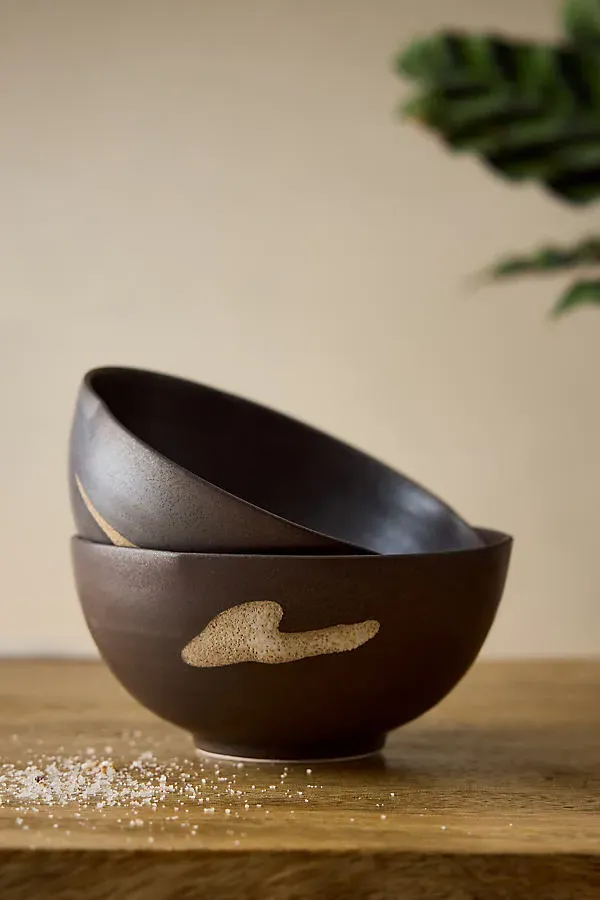 Koyo Set of 2 Bowls - Hand-Glazed Ceramic by Anthropologie