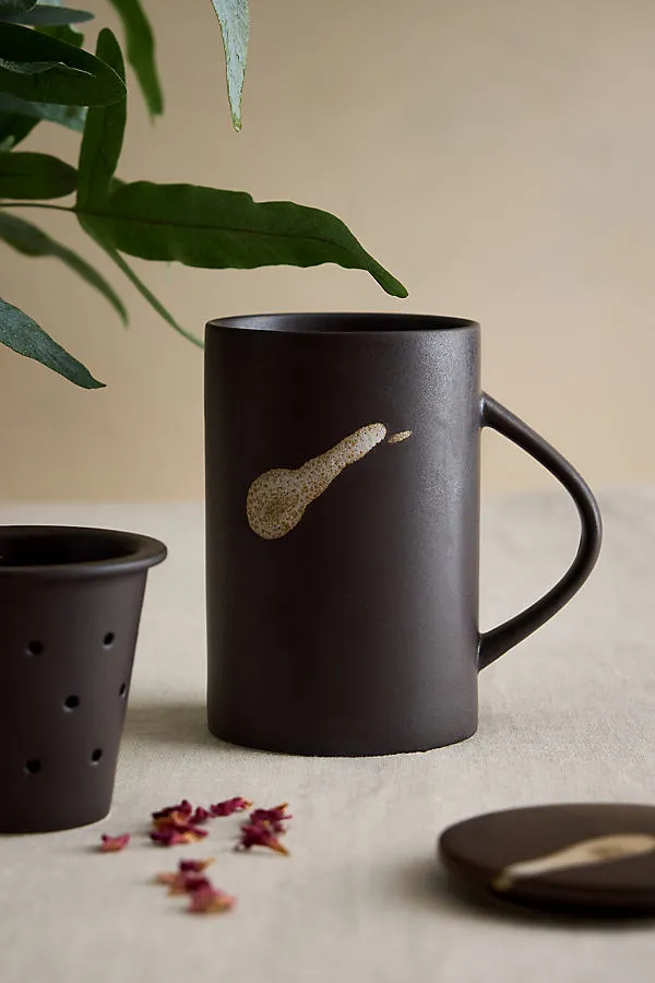 Koyo Tea Mug with Infuser - Brown, Ceramic by Anthropologie