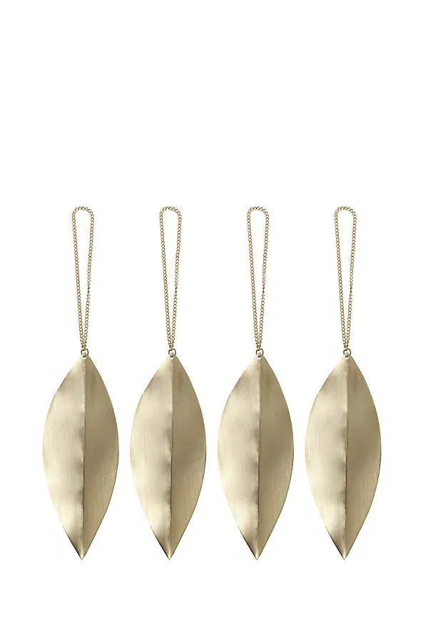 Leaf Ornaments Set of 4 - Gold, Brass by Anthropologie, alternate view