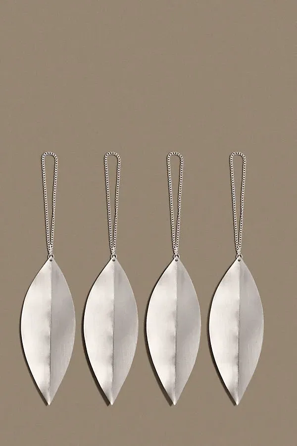 Leaf Ornaments Set of 4 - Silver, Brass by Anthropologie