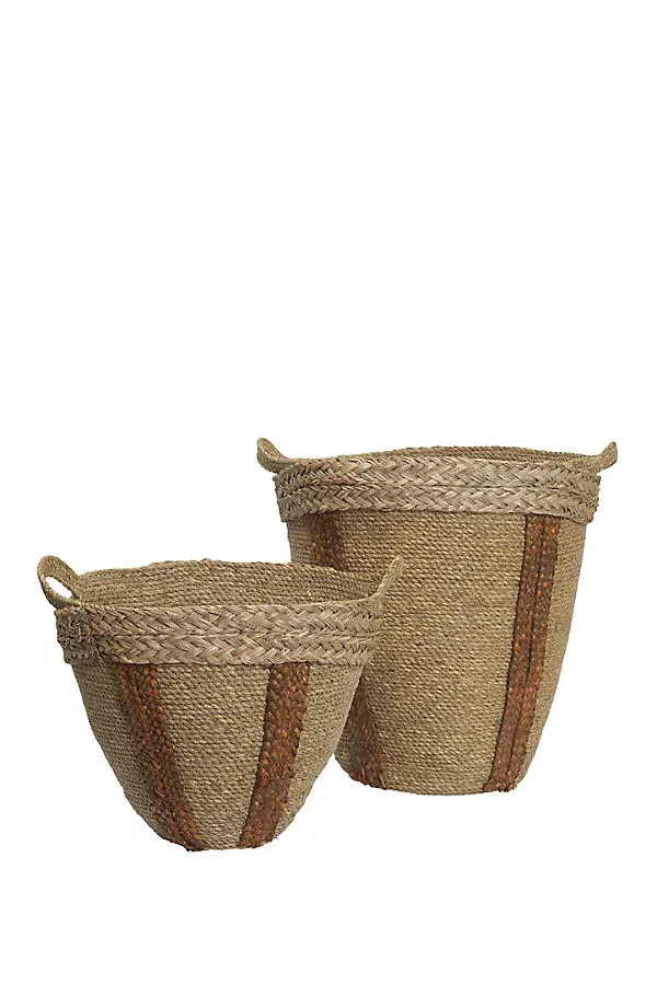Mar Woven Seagrass Striped Baskets Set of 2 product