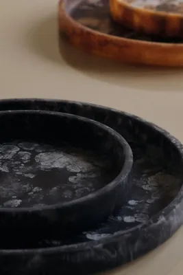 Mist Large Round Tray - Black, Resin product