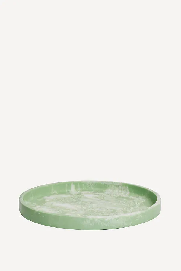 Mist Large Round Tray - Green, Resin by Anthropologie