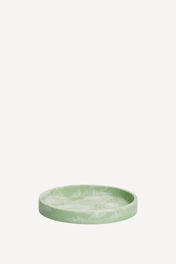 Mist Small Round Tray - Green, Resin by Anthropologie