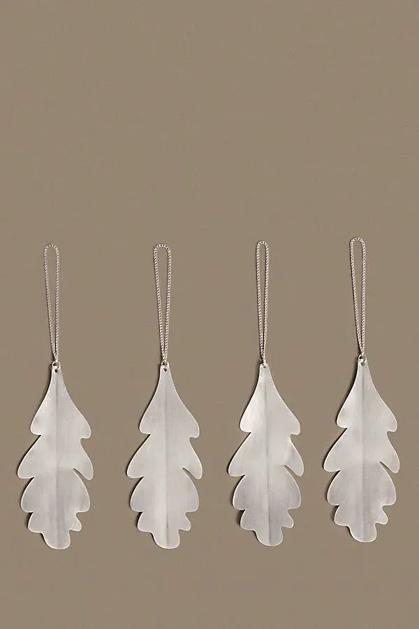 Oak Leaf Ornaments Set of 4 - Silver, Brass by Anthropologie, image 2