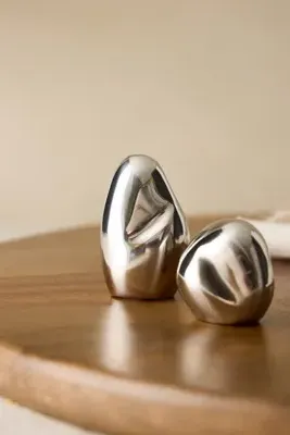 Orevo Salt and Pepper Shakers Set of 2 - Silver, Stainless Steel by Anthropologie, image 2