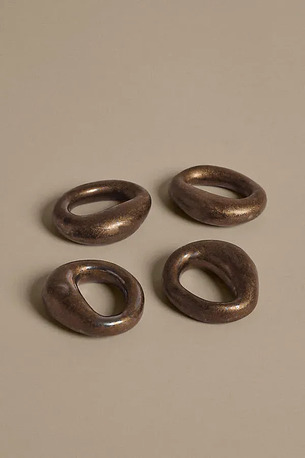 Orrith Napkin Rings Set of 4 - Gold, Porcelain by Anthropologie