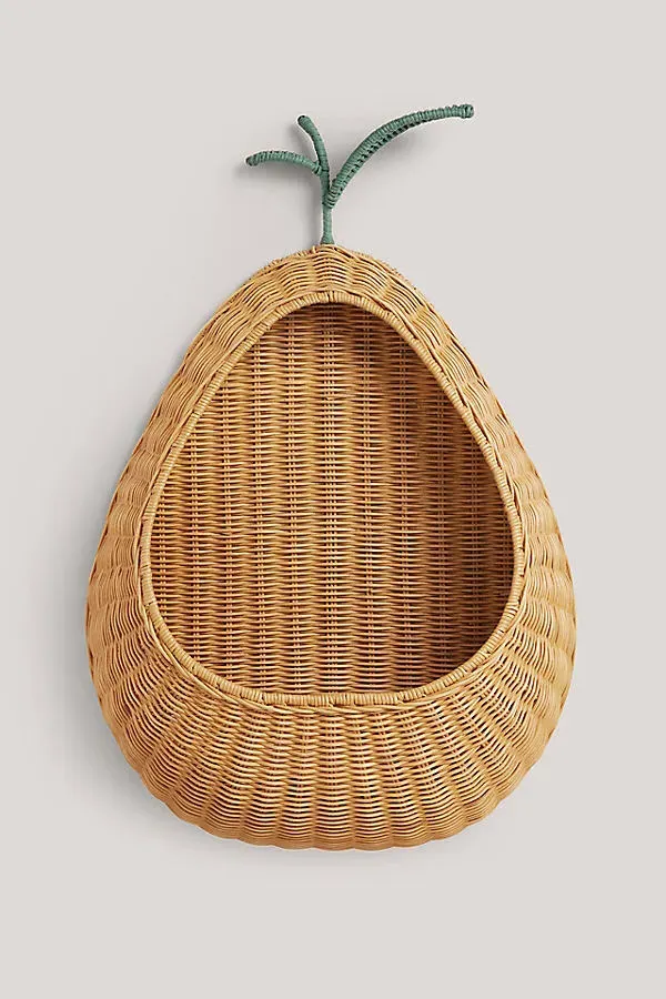 Pear Braided Wall Pocket - Brown, Rattan product