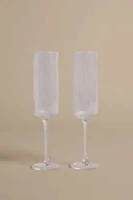Ripple Champagne Flutes Set of 2 - Clear, Glass product
